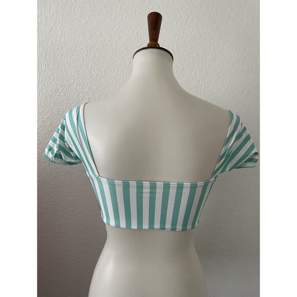 Kenny Flowers Swim Bikini Top Lanai Sleeved Striped Swimwear - Picture 3 of 6